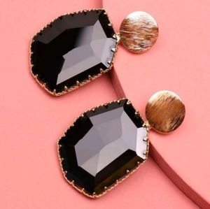 ▪️ Crystal Geometric Gold Earrings,  Geometric drop Earrings